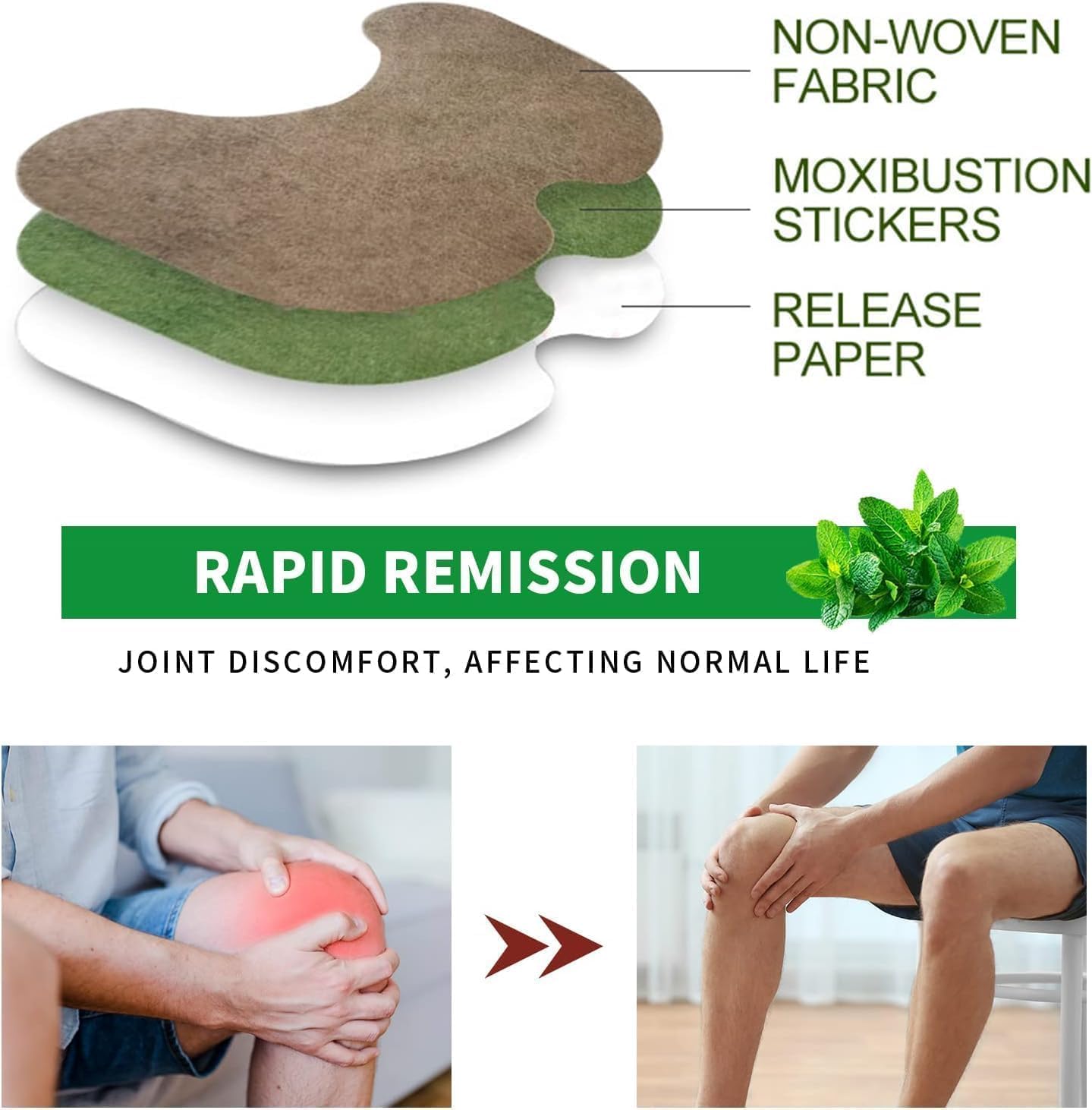 Pack Of 10 Herbal Knee Pain Relief Patch – Ayurvedic Knee Patch for Arthritis, Joint Pain, Leg Pain